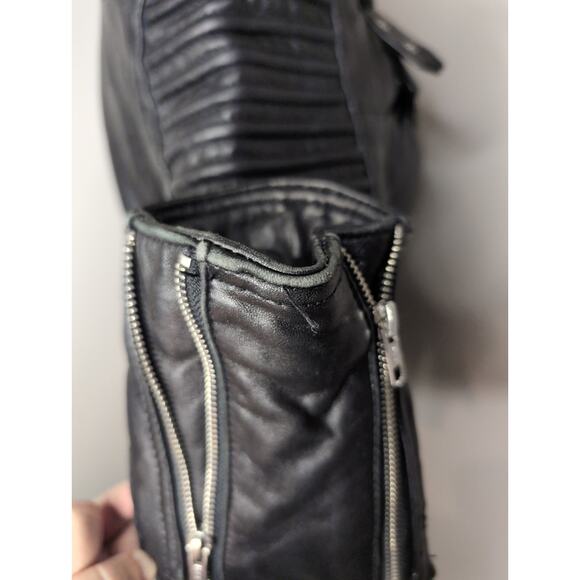 Genuine soft leather black ribbed buckle moto jacket - Picture 8 of 10